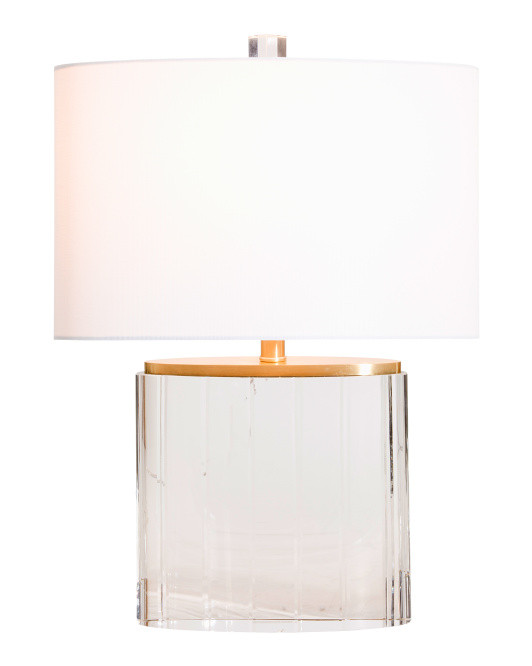 23in Oval Shade Etched Crystal Table Lamp | TJ Maxx