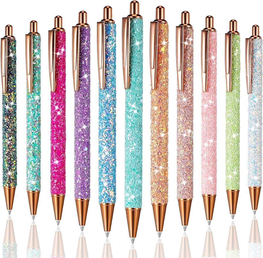 11 Pcs Fancy Pens for Women Pretty Cute Pens Glitter Ballpoint Pens with Metal Barrel Retractable... | Amazon (US)