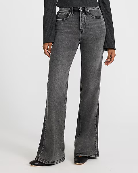 High Waisted Washed Black '70s Flare Jeans | Express