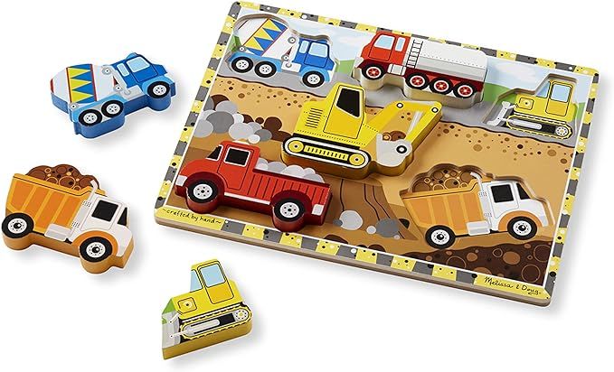 Melissa & Doug Construction Vehicles Wooden Chunky Puzzle (6 pcs) | Amazon (US)