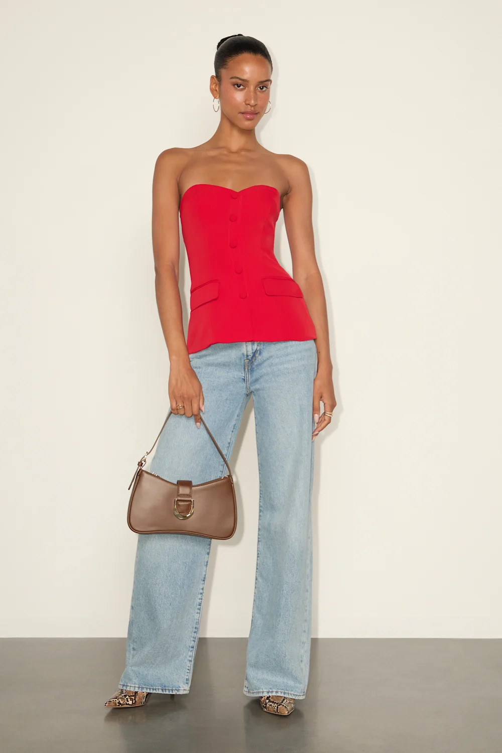 Kylina Red Ponte Knit Strapless Top | Lulus