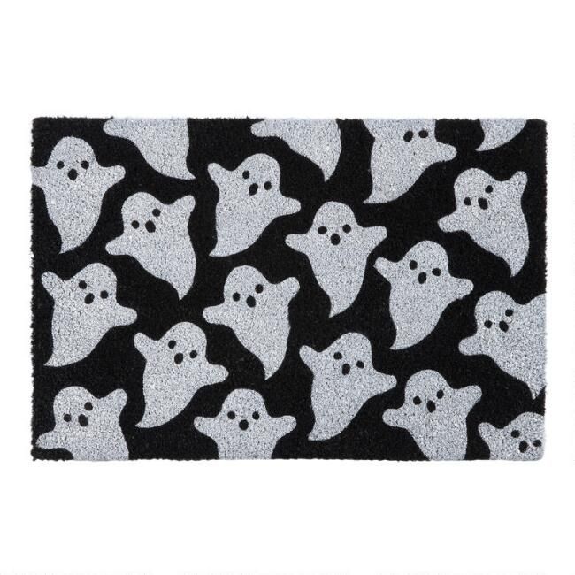 Black and White Ghosts Coir Doormat | World Market