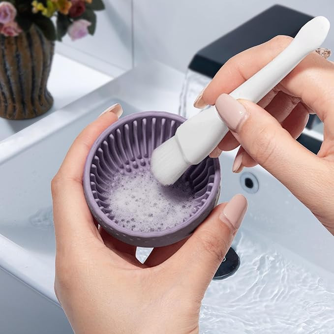 Silicone Makeup Brush Cleaner, Brush Scrubber Bowl, Portable Washing Tool Cosmetic Brush Cleaner ... | Amazon (US)