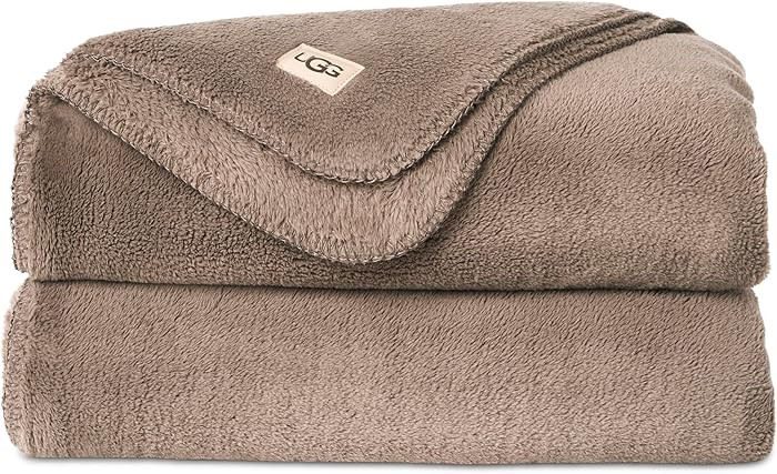 UGG Whitecap Plush Throw Blanket Fleece Flannel 50-inch x 70-inch Light Fawn Brown | Amazon (US)