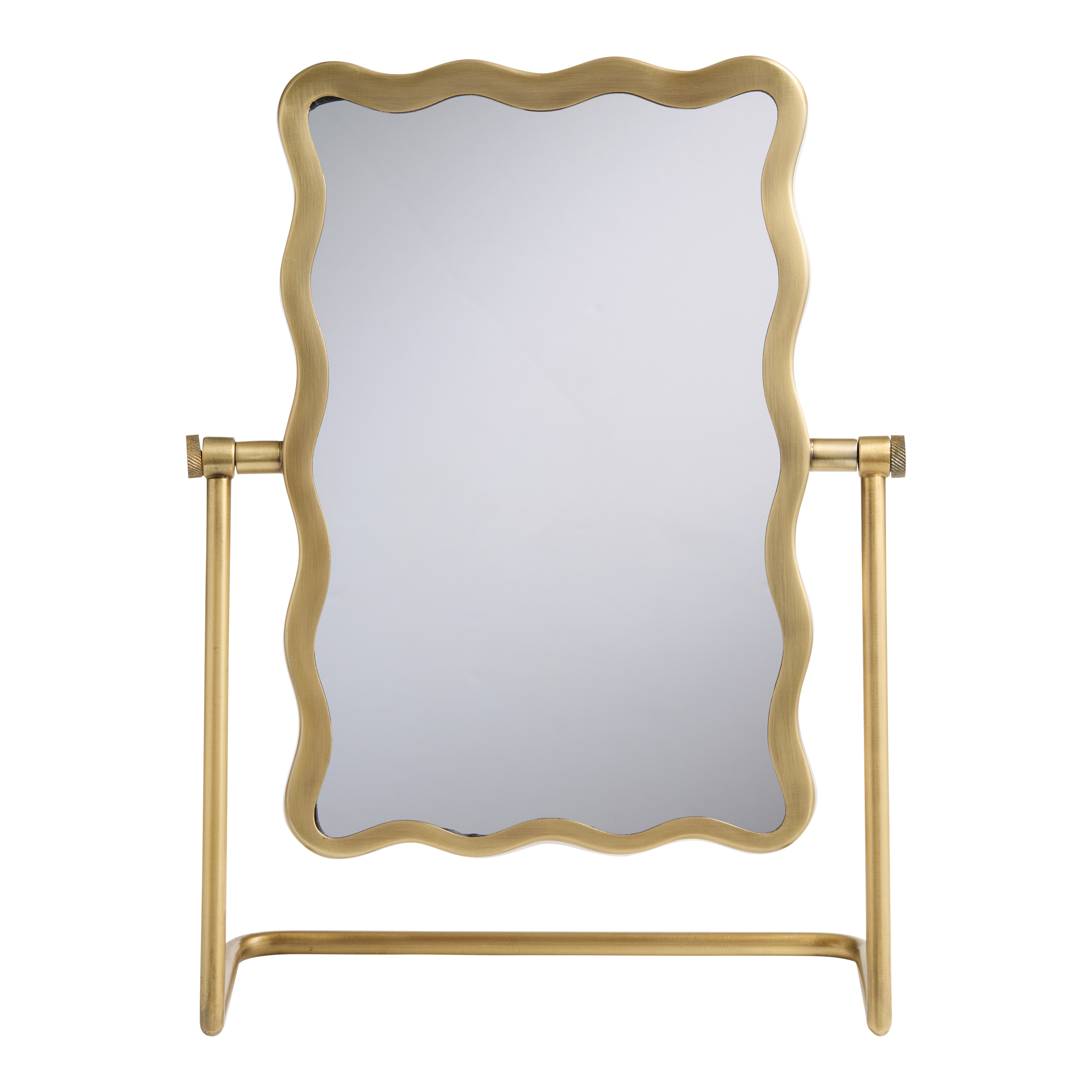 Antique Brass Scalloped Vanity Mirror with Stand | World Market
