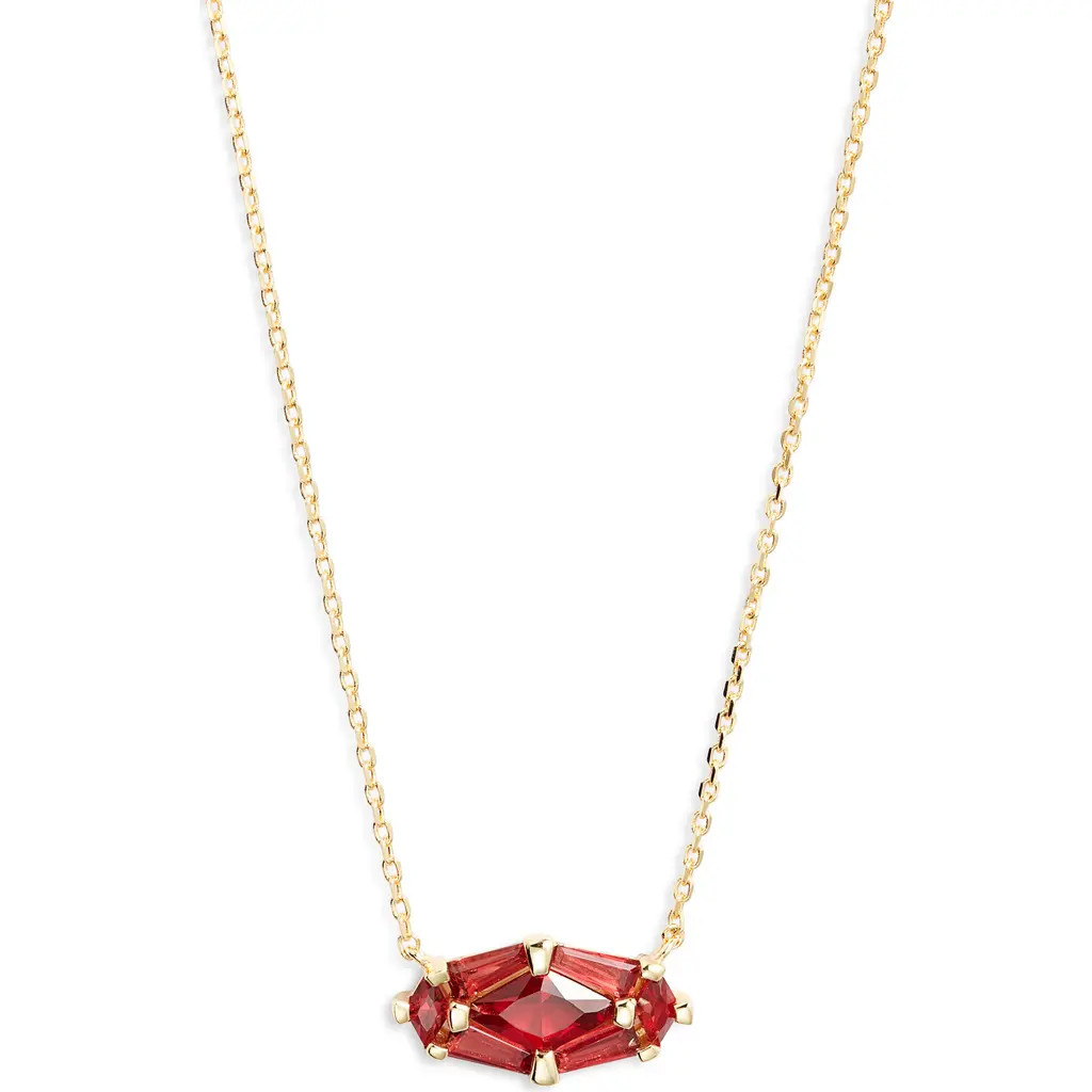 Kendra Scott Short Lindy Rae Pendant Necklace in Gold Red Crystal at Nordstrom | Nordstrom
