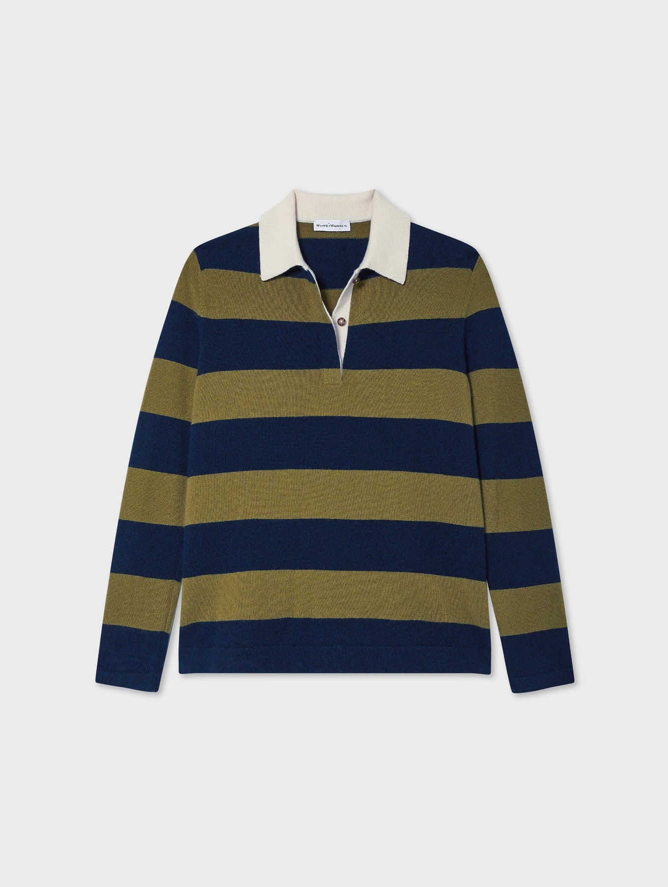 Cashmere Rugby Stripe Polo | White and Warren