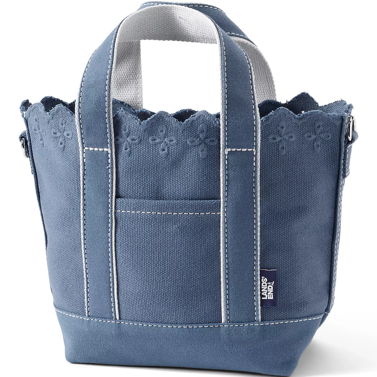 Small Eyelet Canvas Open Top Tote | Lands' End (US)