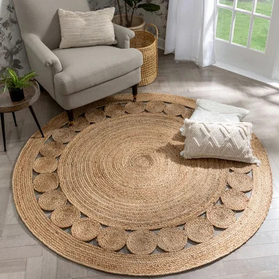 Round Coletto Hand Braided Jute Natural Area Rug | Wayfair North America