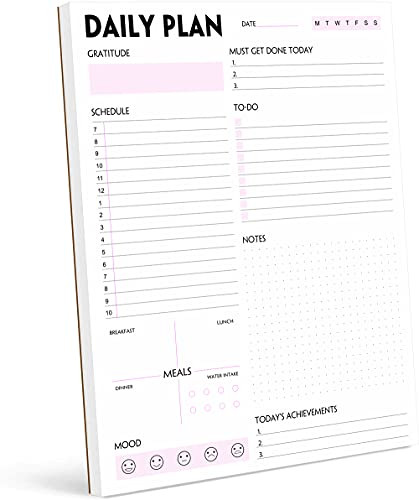 Daily Planner Notepad - Tear-Off Daily Planning Pad, Organizer with To Do Lists, Schedule, Appointment, Productivity Tracker, 50 Undated Sheets, 8.5 x 11 in | Amazon (US)