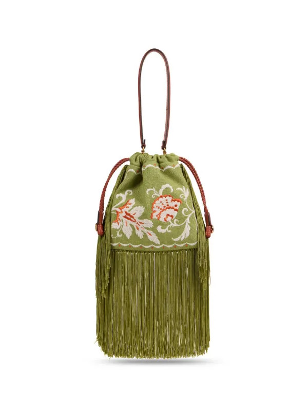 small linen-blend Kalispera bag with embroidery and fringes | Farfetch Global