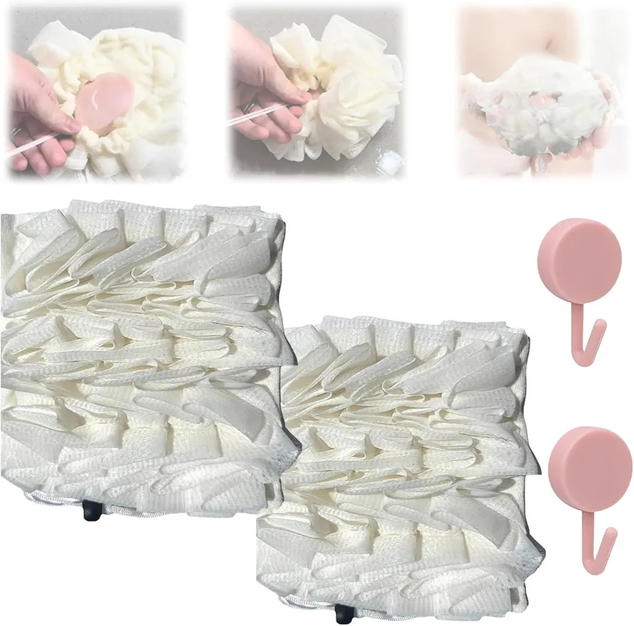 The Leeffa Soft Loofah and Washcloth, 2 in 1 Bath Loofah Sponge, Bath Ball Towel Loofah with Draw... | Amazon (US)