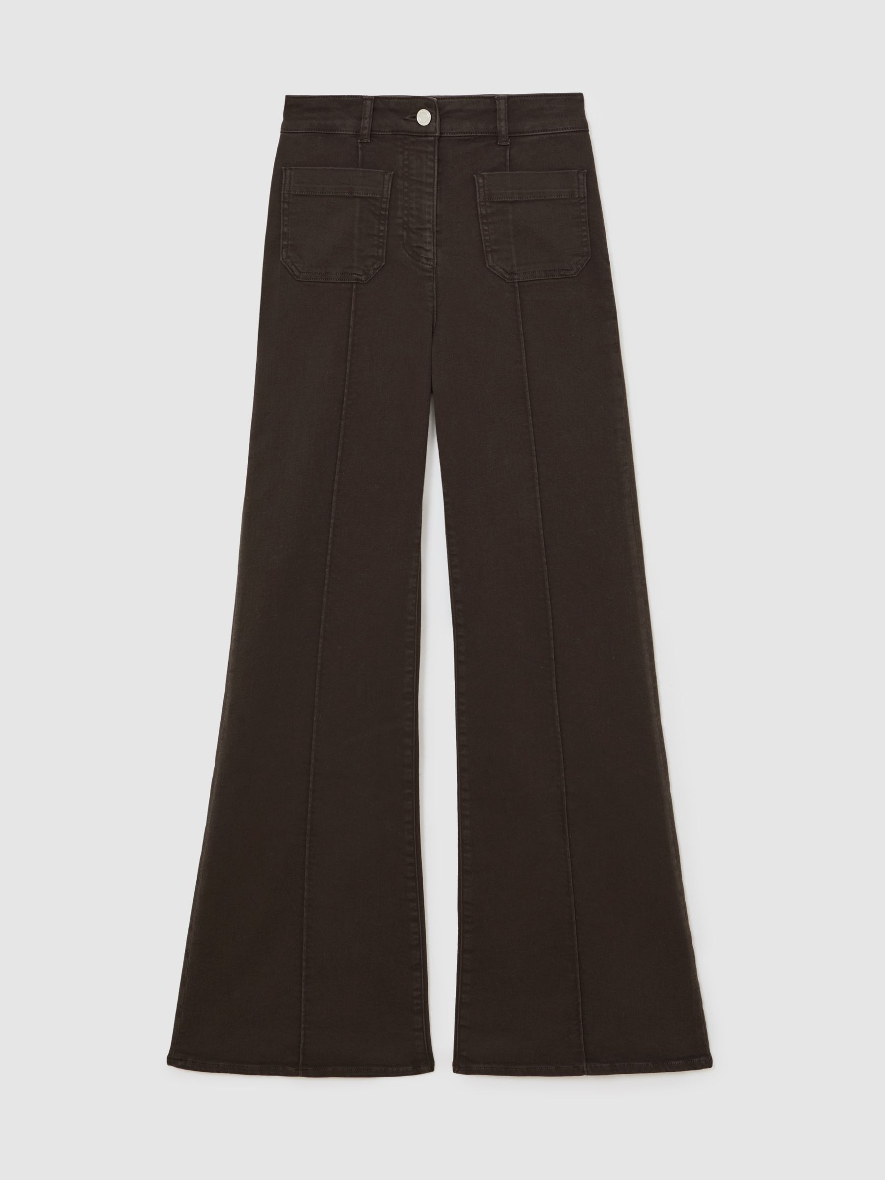 Reiss Patch-Pocket Flared Jeans in Chocolate Brown - REISS | Reiss UK