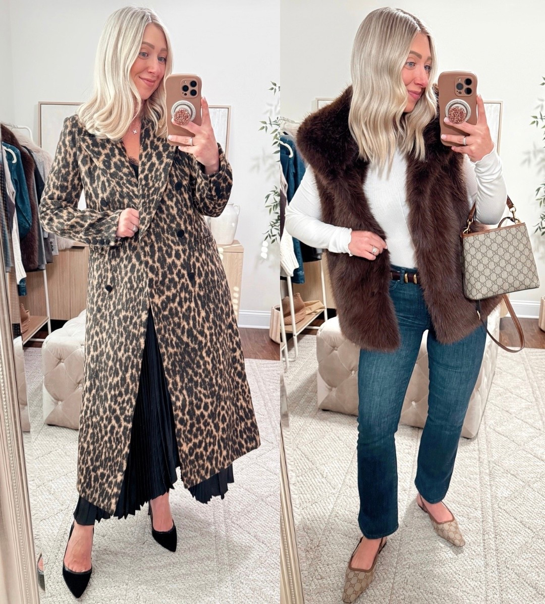 Which holiday look are you?! ✨🎄🐆🐻 
This gorgeous leopard coat is on sale for $64 and this faux fur vest is the softest and prettiest chocolate brown! 🤎 Shop everything via the 🔗 in my bio!

Wearing size small in the vest, jeans run slightly big (size down if in between), size small in coat (TTS)

Faux fur vest, holiday outfits, winter outfits, leopard, holiday ready 

#LTKHoliday #LTKSaleAlert #LTKFindsUnder100