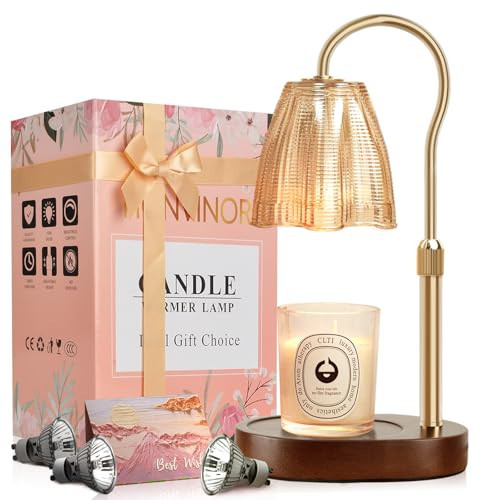 Honvinor Candle Warmer Lamp with Timer & Dimmer, Candle Warmer Height Adjustable, Fits All Jar Scented Candles, Candle Lamp with 3 Bulbs, Charming Gift Box with Ribbon for Gifting | Amazon (US)