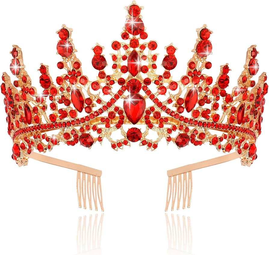 TOBATOBA Red Crown Crystal Wedding Tiara for Women, Royal Queen Crowns for Women Queen of Hearts ... | Amazon (US)