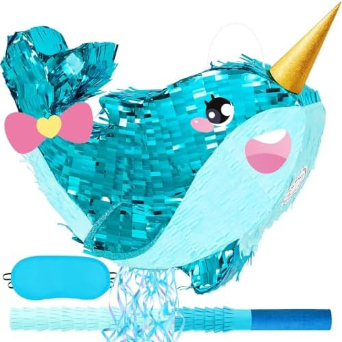 Amazon.com: WERNNSAI Narwhal Piñata - Girl Narwhal Party Piñata Game Whale Ocean Themed Party D... | Amazon (US)