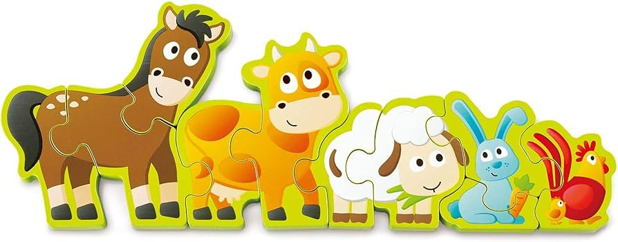 Hape Numbers & Farm Animal Puzzle Double-Sided Wooden Jigsaw Game for Kids 10-Piece, Multi-Colour... | Amazon (US)