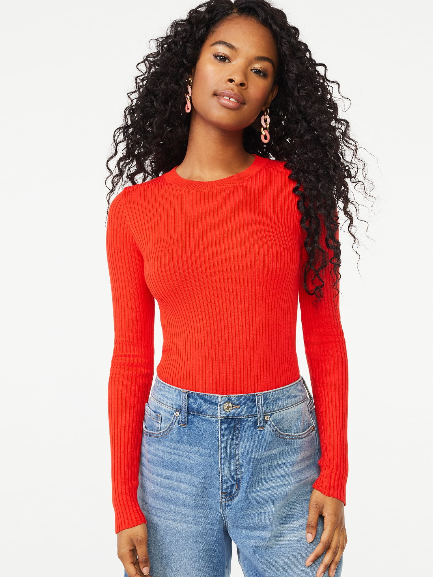 Scoop Women's Long Sleeve Bodysuit Sweater | Walmart (US)