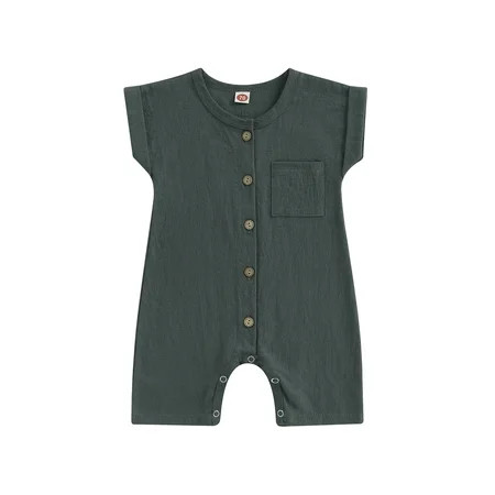 Newborn Baby Boy Girl Romper Clothes Infant Solid Ribbed Onesie Bodysuit Jumpsuit Outfits | Walmart (US)