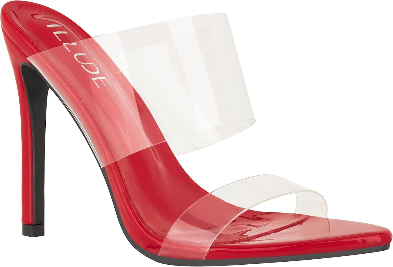 ILLUDE Women’s Clear Pointed Toe Sandals Stiletto Heels Transparent Strap High Heels Slip on Mu... | Amazon (US)