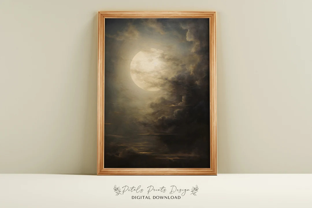 Halloween Wall Art Printable FullMoon Halloween Rustic Halloween Decor Halloween Painting Spooky ... | Etsy (US)