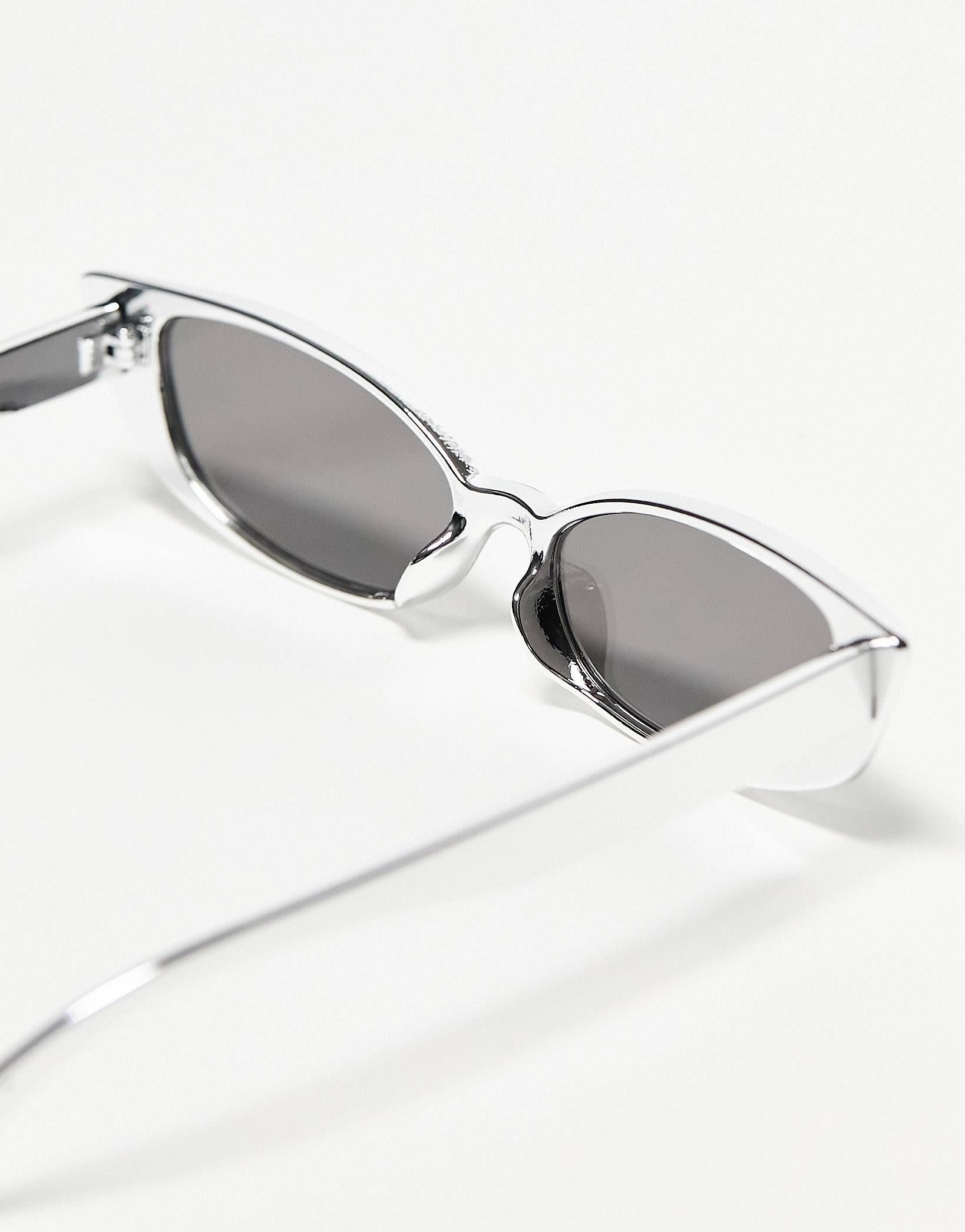 Topshop slim rounded cateye sunglasses in silver | ASOS (Global)