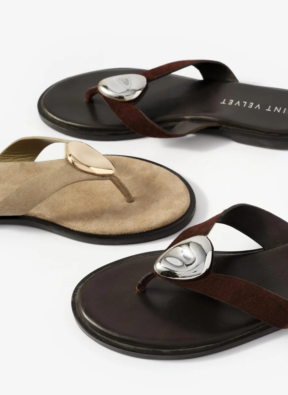Nova Brown Leather Flip Flop Sandals | Mint Velvet