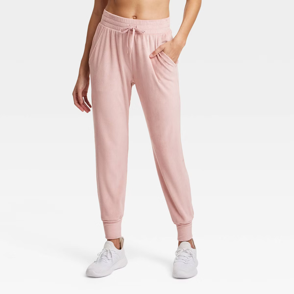 Women's Velour Ribbed Jogger Sweatpants - All In Motion™ Light Mauve XXL | Target