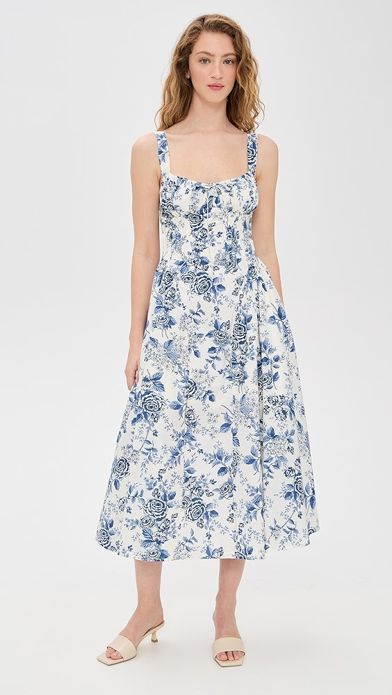 Moon River Corset Floral Midi Dress | Shopbop | Shopbop