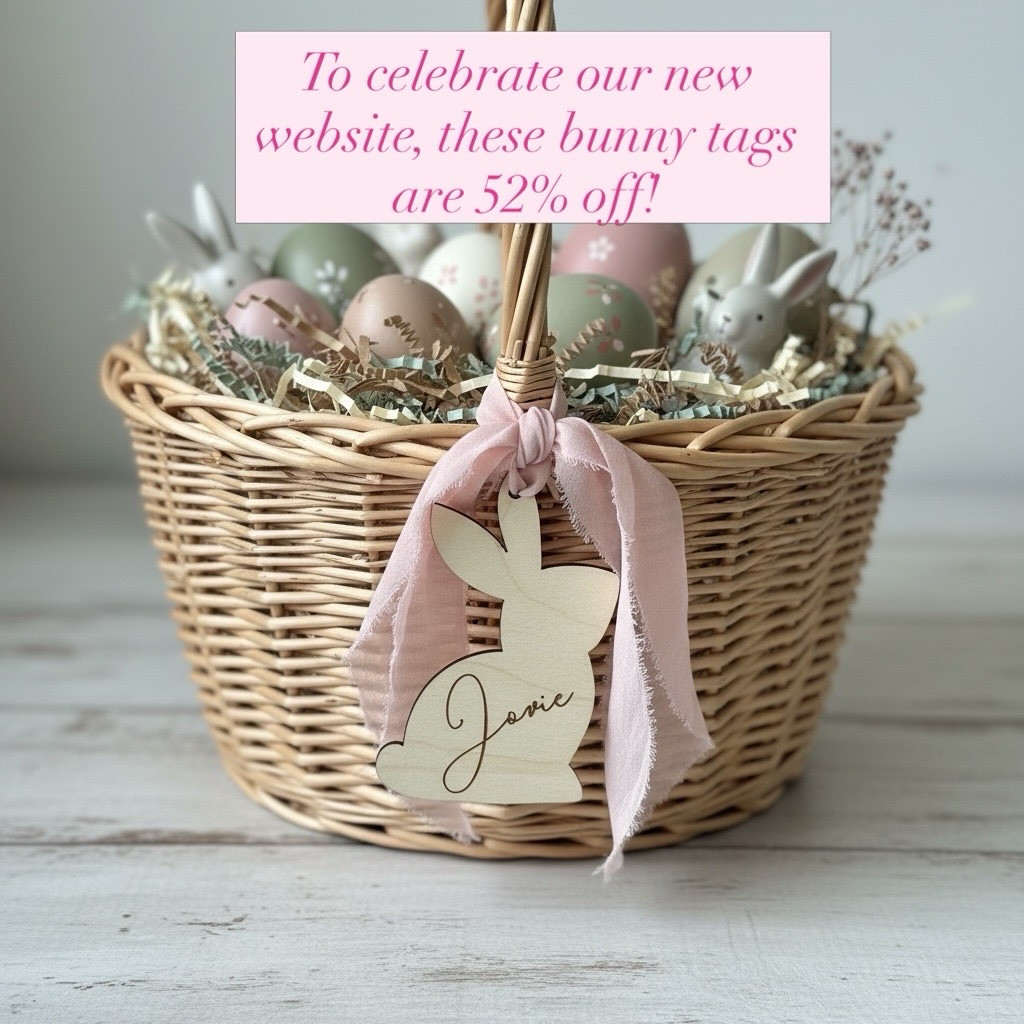 Easter baskets made extra special 🐰✨
These personalized wooden bunny tags are the sweetest finishing touch for Easter morning. Laser cut from birch and engraved with your child’s name, they tie right onto the basket with soft chiffon ribbon and become a keepsake you can reuse every year.

Such a simple way to make Easter baskets feel magical and personal.

Available in pink, blue, or white ribbon.

#easterbasket #personalizedgifts #easterdecor #kidsbasket #springdecor #easterideas #customname #easterbunny #momlife #easterfinds

#LTKSaleAlert #LTKKids #LTKSpringSale