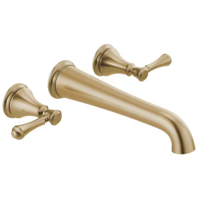 Delta Cassidy Champagne Bronze 2-handle Wall-mount Low-arc Bathtub Faucet | Lowe's