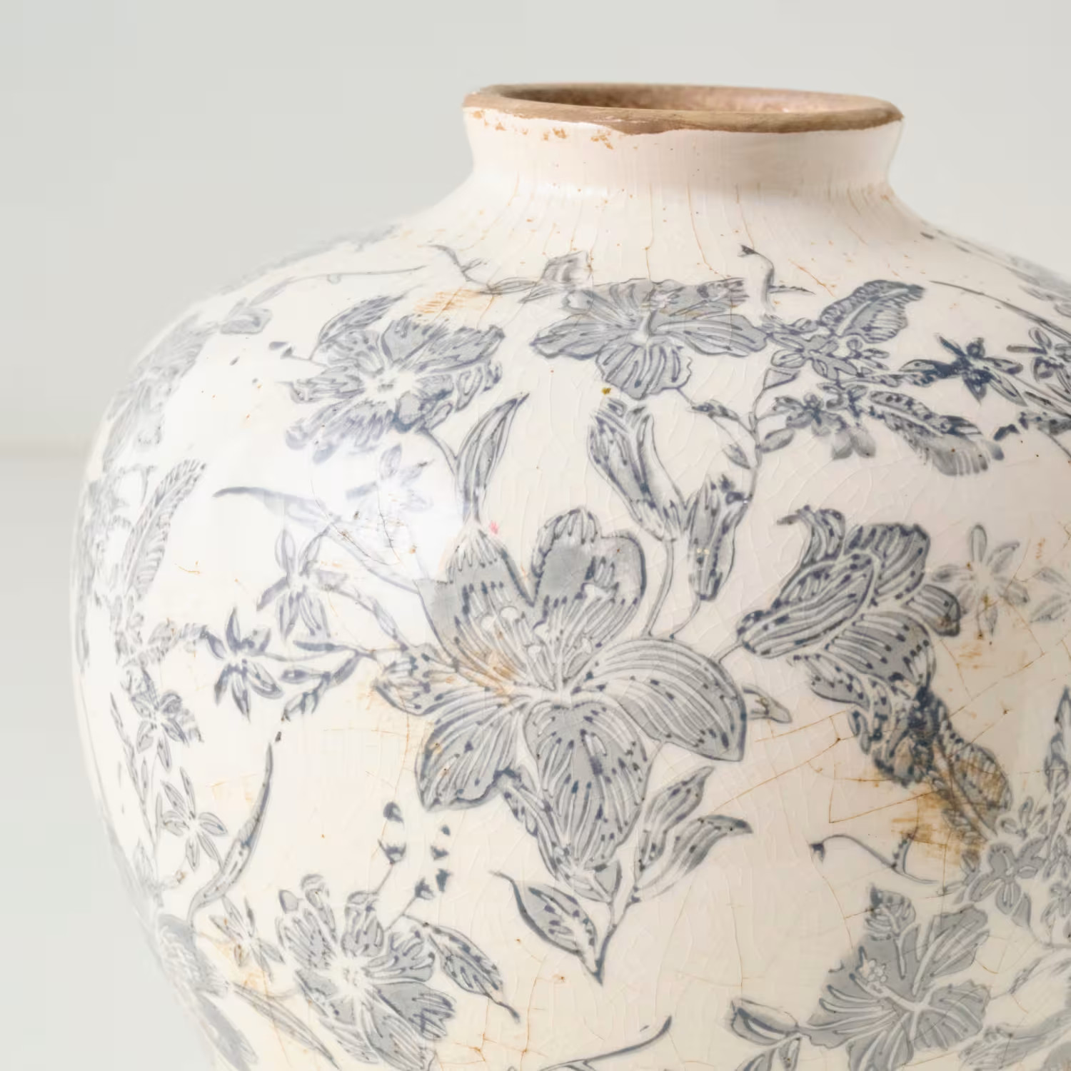 Distressed Grey and White Floral Vase | Magnolia