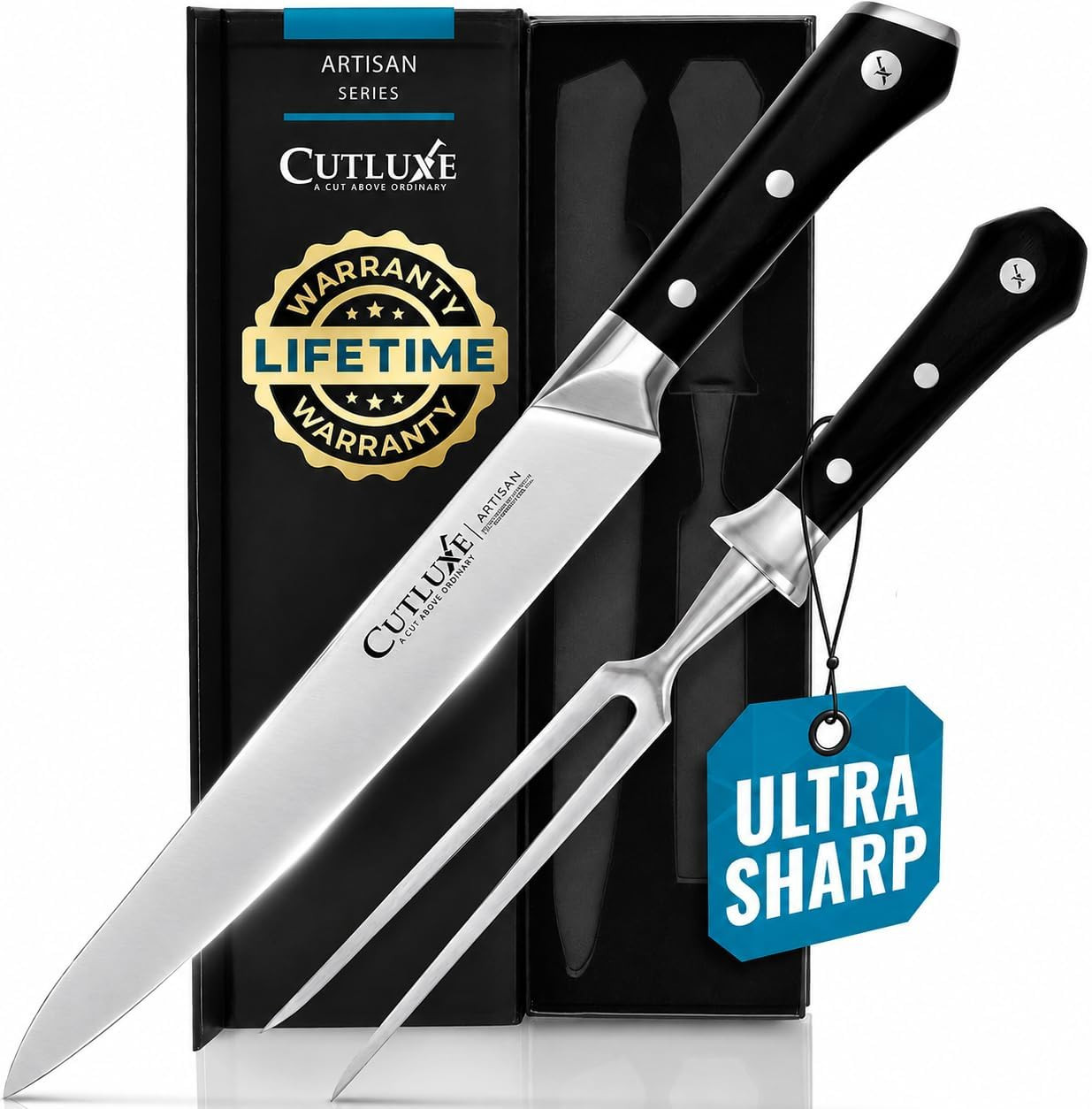 Cutluxe Turkey Carving Knife Set – Carving Fork & Knife for Meat & BBQ | Amazon (US)