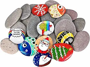 River Rocks for Painting 25 Pcs Large 2-3 Inch Flat Smooth Painting Stones Craft Rock to Paint fo... | Amazon (US)