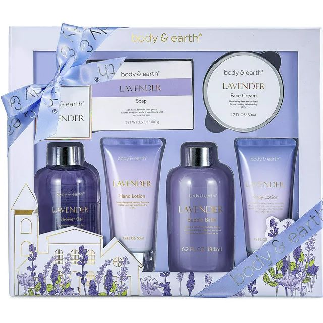 Body&Earth Spa Gift Set For Women, 6 Pcs Lavender Relaxing Bath and Body Set, Birthday Mothers Da... | Walmart (US)