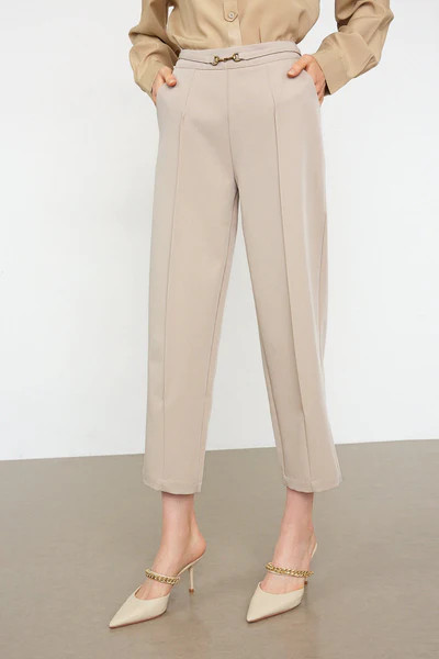 Taleen Beige Straight Leg Pants | J.ING