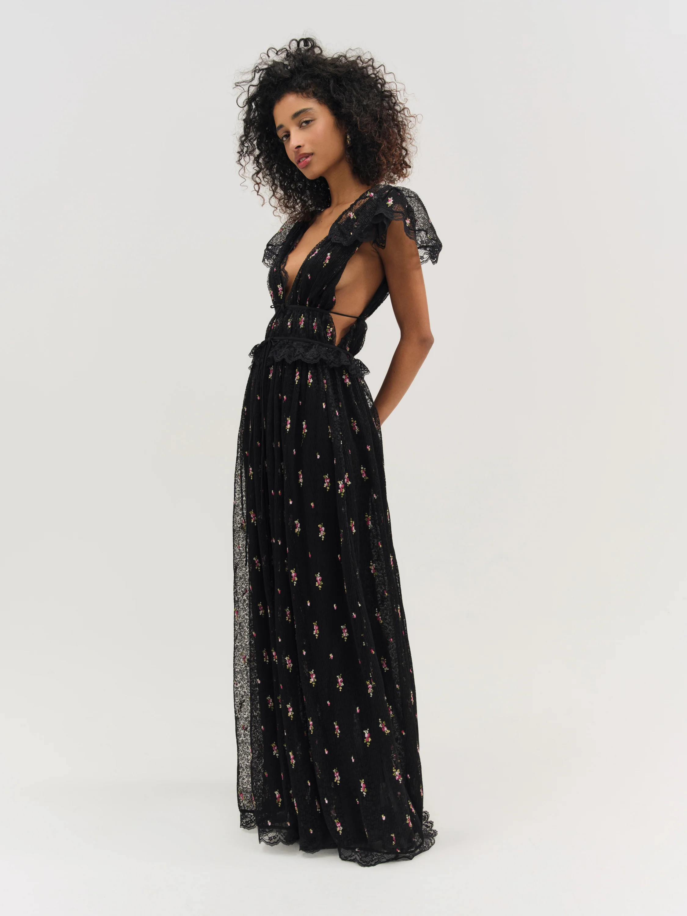 Poppy Pleated Lace Maxi Dress | For Love & Lemons