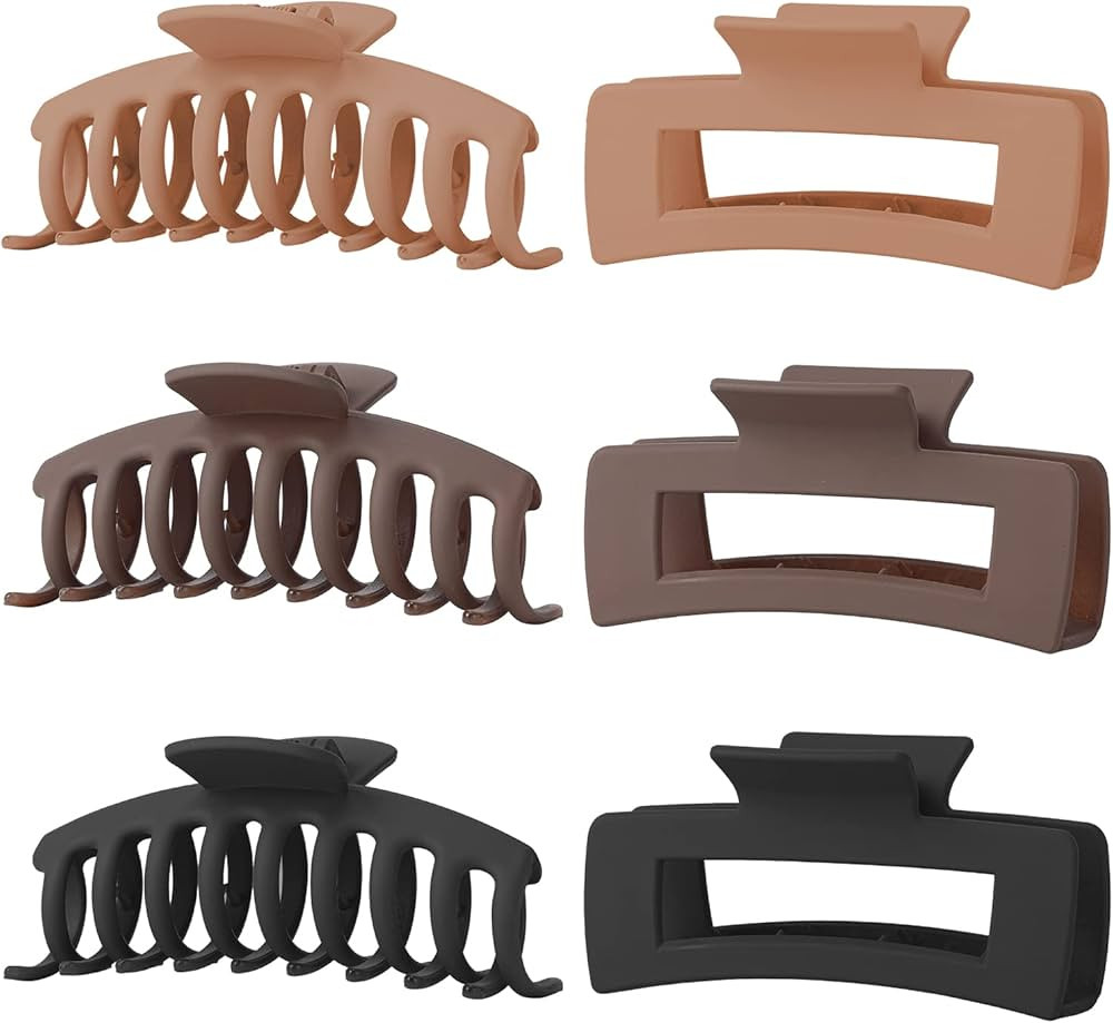 Dr. Pure Hair Claw Clips, Hair Clips For Women, 6 Pack 4.3 Inch Large Matte Non-slip Jumbo Hair C... | Amazon (US)