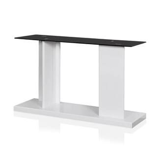 Furniture of America Cricket 47.25 in. Black and White Rectangle Glass Console Table with Shelf | The Home Depot