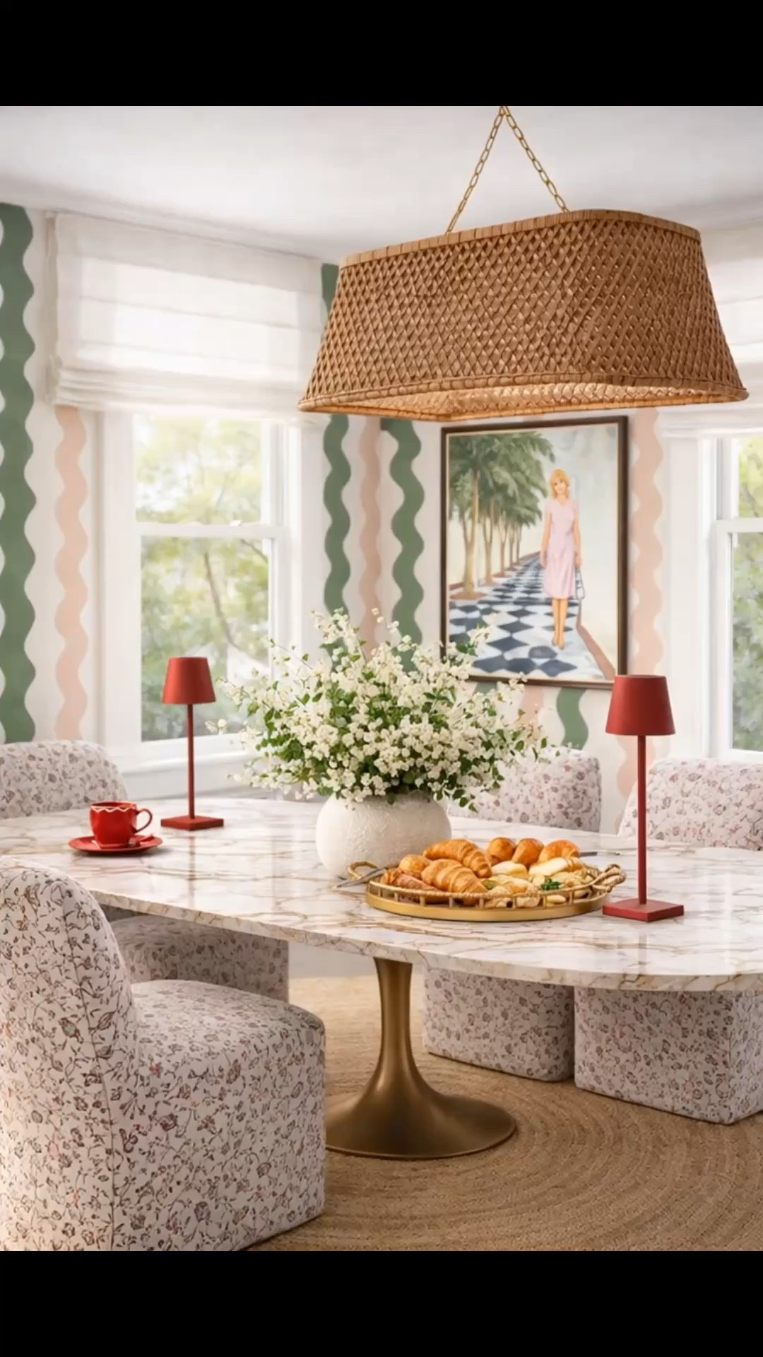 What’s your plan for Sunday? Are you hosting a Sunday brunch at home?

Soft spring sunlight slowly fills the room, setting the tone for a calm, elevated morning. I love this marble top with softly rounded edges—modern, chic, and effortlessly elegant. The statement chandelier adds just the right touch of relaxed sophistication, while the striped wallpaper brings in that fresh, refined palette. Even the artwork feels quietly curated and chic.

A space like this makes staying in feel better than going out.

#DiningTable #Chandelier #MarbleTable #Wallpaper #Artwork #DiningRoom #BrunchAtHome #SundayBrunch #InteriorInspo #HomeDecor

#LTKSaleAlert #LTKHome #LTKFestival
