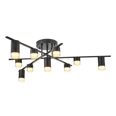 Modern Black Chandelier with Metal Body & Acrylic Cap, 51.2 inches Diameter x 11.8 inches Height | 10 x 5W LED Sockets, 3000K Warm White, 5000 Lumens | Wayfair North America