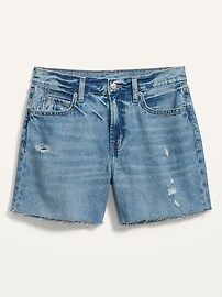 High-Waisted Slouchy Straight Ripped Cut-Off Jean Shorts for Women -- 5-inch inseam | Old Navy (US)