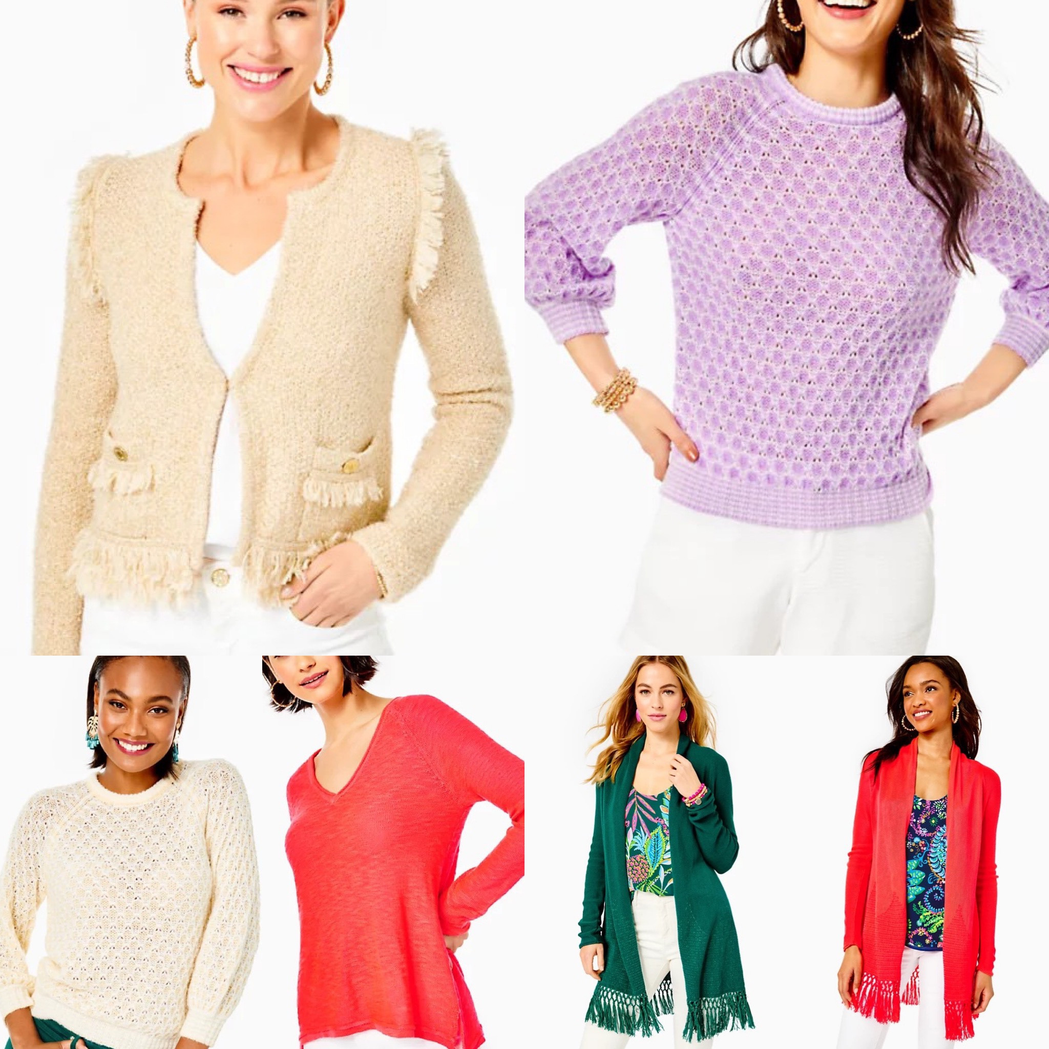 Just add white jeans or white shorts! Instant outfit! Sweaters for those early spring days and summer nights!