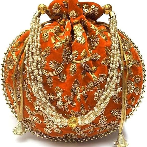 IGH Handmade Women's Velvet Embroidered Potli Purse | Indian Drawstring Bag Green Ethnic Handbag ... | Amazon (US)