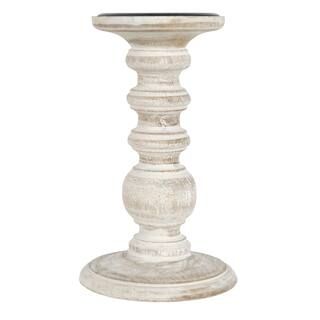 8" Whitewashed Wood Carved Pillar Candle Holder by Ashland® | Michaels Stores