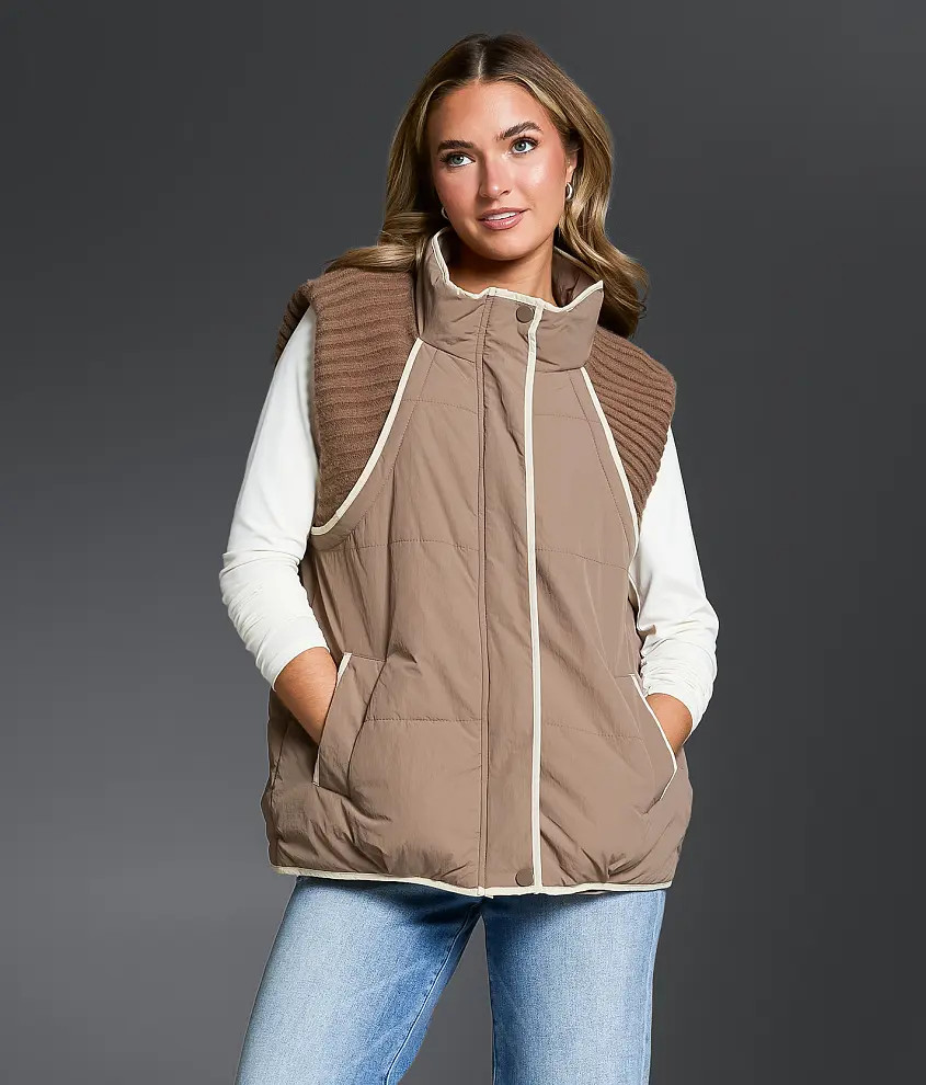 Pieced Sweater Puffer Vest | Buckle