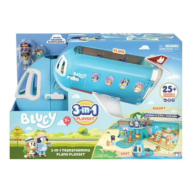 BLUEY 3-IN-1 AIRPLANE PLAYSET, 2 Exclusive Figures Included - Walmart.ca | Walmart (CA)