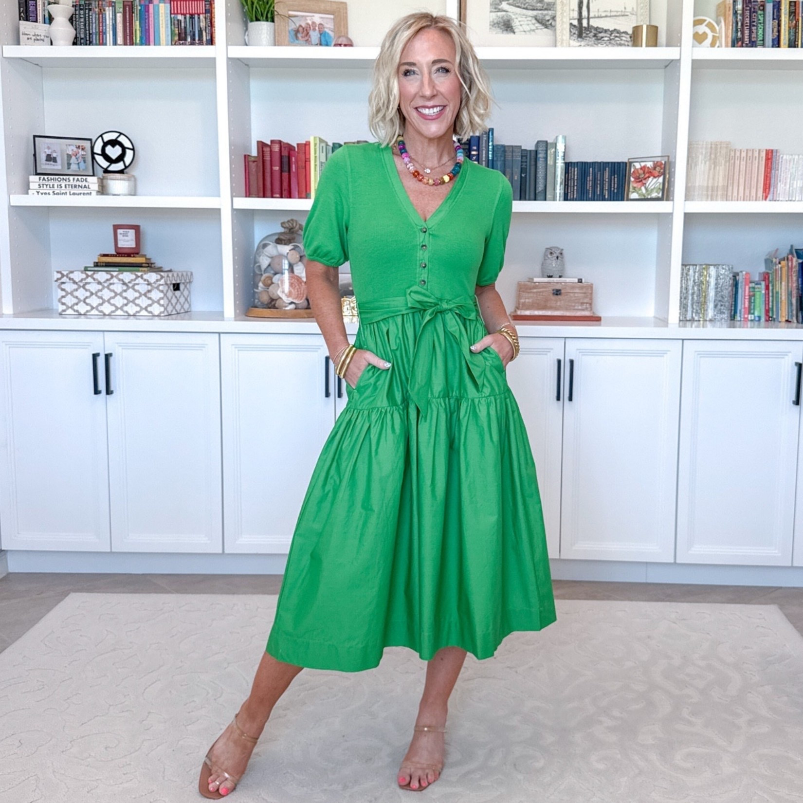 Walmart - unboxing & under $25 … part 2. Mixed Media Midi Dress w/ Puff Sleeves - size XS. $24.98. 2 colors. 

#LTKSeasonal#LTKOver40 

 