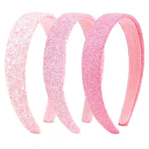 Uintoon Headbands for Girls, 3 Pack Pink Glitter Toddler Girls Headbands | Amazon (US)